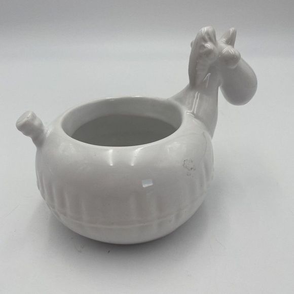 Giraffe white ceramic planter or trinket bowl dish 6" 4. 5 - Picture 4 of 6